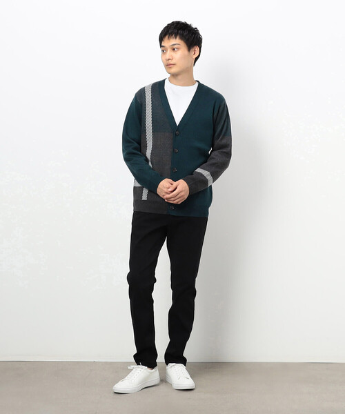 COMME CA ISM（コムサイズム）の「カラーブロック チェック柄 カーディガン（カーディガン/ボレロ・メンズ・チャコール/オフホワイト/ブルー・MEDIUM/LARGE）」の8枚目の写真