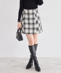 【ZOZO限定】インナーパンツ付きサイドバイヤスAラインチェックミニスカート