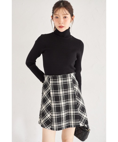 tocco closet（トッコ　クローゼット）の「【ZOZO限定】インナーパンツ付きサイドバイヤスAラインチェックミニスカート（スカート・レディース・ブラック/オフホワイト・M）」の14枚目の写真
