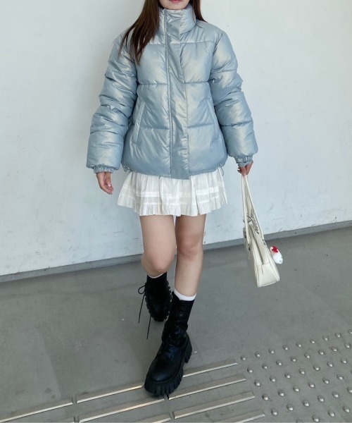 nemne store（ネンネストア）の「【低身長サイズあり】オーバーサイズパディングブルゾン（ブルゾン・レディース・アイボリー/チャコール/ネイビー系/ピンク系/グレー/ライトブルー/ブラック・MEDIUM/LARGE）」の5枚目の写真