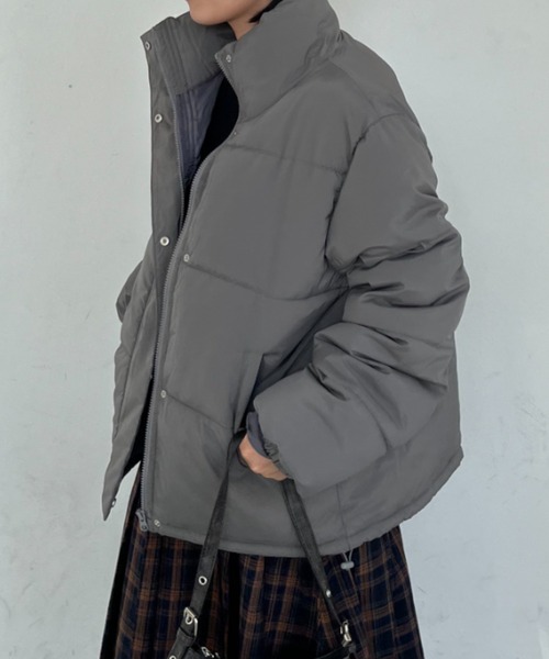 nemne store（ネンネストア）の「【低身長サイズあり】オーバーサイズパディングブルゾン（ブルゾン・レディース・アイボリー/チャコール/ネイビー系/ピンク系/グレー/ライトブルー/ブラック・MEDIUM/LARGE）」の13枚目の写真