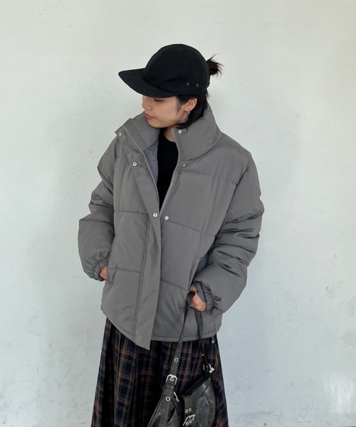 nemne store（ネンネストア）の「【低身長サイズあり】オーバーサイズパディングブルゾン（ブルゾン・レディース・アイボリー/チャコール/ネイビー系/ピンク系/グレー/ライトブルー/ブラック・MEDIUM/LARGE）」の16枚目の写真
