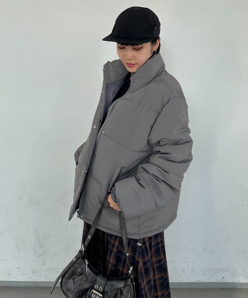 nemne store（ネンネストア）の「【低身長サイズあり】オーバーサイズパディングブルゾン（ブルゾン・レディース・アイボリー/チャコール/ネイビー系/ピンク系/グレー/ライトブルー/ブラック・MEDIUM/LARGE）」の20枚目の写真