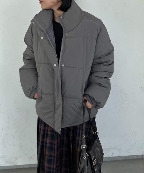nemne store（ネンネストア）の「【低身長サイズあり】オーバーサイズパディングブルゾン（ブルゾン・レディース・アイボリー/チャコール/ネイビー系/ピンク系/グレー/ライトブルー/ブラック・MEDIUM/LARGE）」の8枚目の写真
