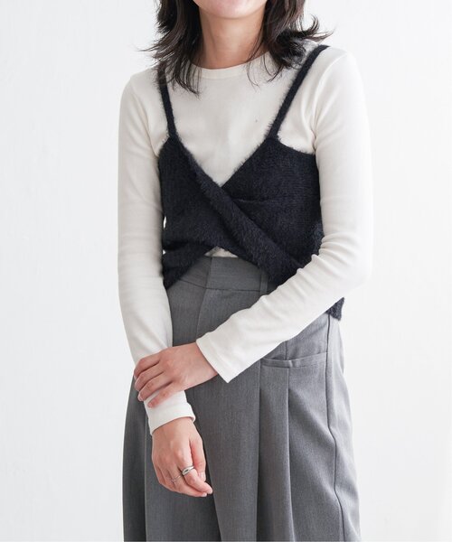 VENCEEXCHANGE(ヴァンスエクスチェンジ)の「ツイストニットビスチェ(キャミソール・レディース・オフホワイト/グレー/ブラック/ベージュ・FREE)」の21枚目の写真