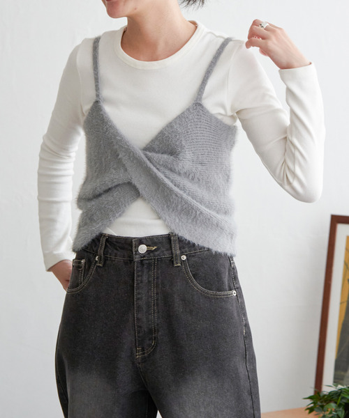 今期エクストリームカシミア Sequins Knit Belt ニット　ビスチェ ビスチェ かぎ編み ベスト ニット サマーニット トップス