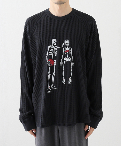 THRIFTY LOOK（スリフティールック）の「THRIFTY LOOK/スリフティールック Mars Skull Waffle（Tシャツ/カットソー・メンズ・ブラック・MEDIUM/LARGE）」の9枚目の写真