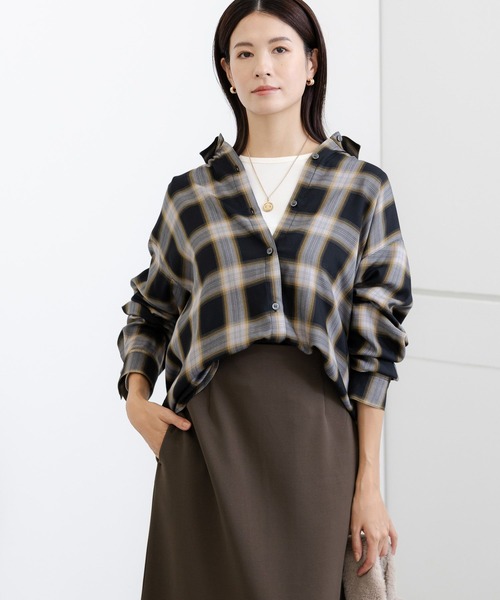 Elura（エルーラ）の「ソフトシアチェックシャツ/150339（シャツ/ブラウス・レディース・ベージュ/ブラック・MEDIUM/LARGE）」の21枚目の写真