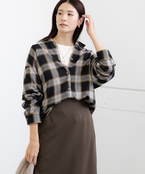 Elura（エルーラ）の「ソフトシアチェックシャツ/150339（シャツ/ブラウス・レディース・ベージュ/ブラック・MEDIUM/LARGE）」の22枚目の写真