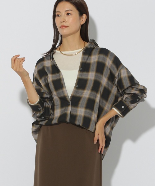 Elura（エルーラ）の「ソフトシアチェックシャツ/150339（シャツ/ブラウス・レディース・ベージュ/ブラック・MEDIUM/LARGE）」の17枚目の写真