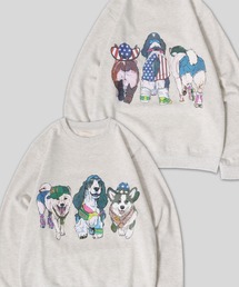 SITRY | Cat & Dog Print Sweat Shirt/動物 アニマル 猫&犬 プリント オーバーサイズ 裏起毛 トレーナー スウェット レディース メンズ(スウェット)