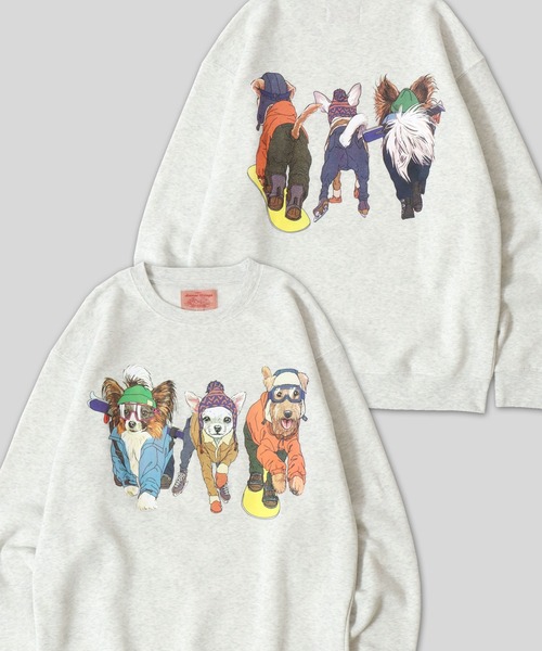 SITRY（シトリー）の「Cat ＆ Dog Print Sweat Shirt/動物 アニマル 猫＆犬 プリント オーバーサイズ 裏起毛 トレーナー スウェット レディース メンズ（スウェット・メンズ・ネイビー/オートミール/ブラック系その他/グレー/グレー系その他/ブラック/ベージュ系その他/ブルー系その他/ベージュ系その他2/ブラック系その他3/ベージュ系その他3/ブラック系その他2/ブルー系その他2/ブルー系その他3/グレー系その他2/グレー系その他3・M/LL/L）」の12枚目の写真