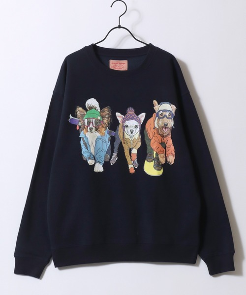 2点まとめ コラボスウェット　超オーバーサイズ セール】2025AW新柄 Cat ＆ Dog Print Sweat Shirt/動物