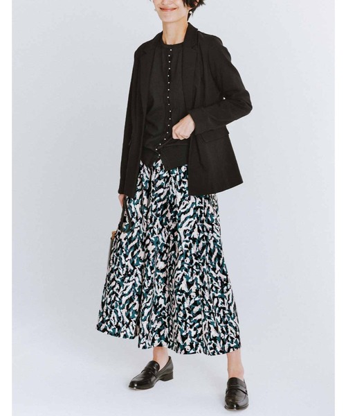 IEDIT（イディット）の「ＩＥＤＩＴ　気分も着こなしも華やぐ　ヨーロッパテキスタイル柄のフレアースカート（スカート・レディース・ブルー系その他/グリーン系その他/ホワイト系その他・MEDIUM/LARGE/X-LARGE/XX-LARGE/SMALL）」の4枚目の写真