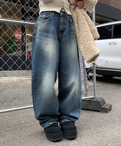 【 MEMECLE / メメクル 】ヴィンテージライク オーバーダイ デニムパンツ（デニムパンツ）｜MEMECLE（メメクル）