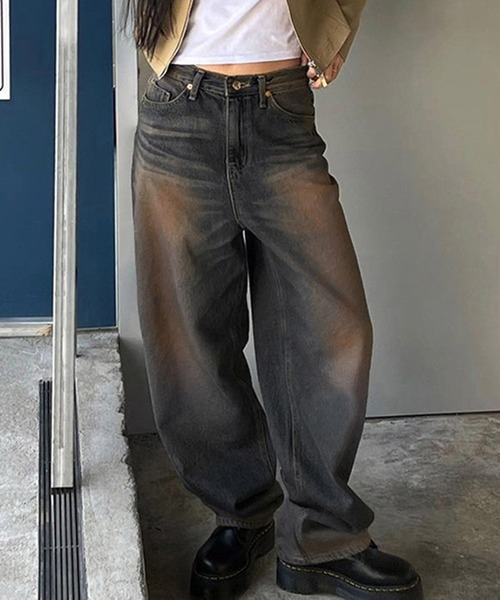 【 MEMECLE / メメクル 】ヴィンテージライク オーバーダイ デニムパンツ（デニムパンツ）｜MEMECLE（メメクル）