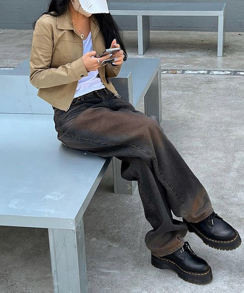 【 MEMECLE / メメクル 】ヴィンテージライク オーバーダイ デニムパンツ（デニムパンツ）｜MEMECLE（メメクル）