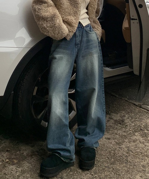 【 MEMECLE / メメクル 】ヴィンテージライク オーバーダイ デニムパンツ（デニムパンツ）｜MEMECLE（メメクル）