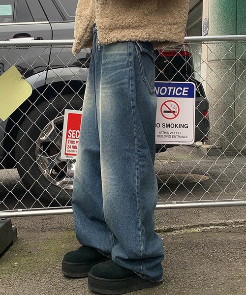 【 MEMECLE / メメクル 】ヴィンテージライク オーバーダイ デニムパンツ（デニムパンツ）｜MEMECLE（メメクル）