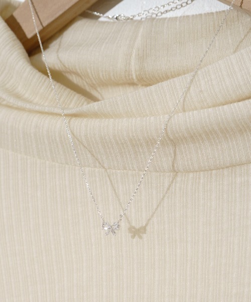 flower（フラワー）の「ビジューリボンネックレス（ネックレス・レディース・シルバー/ゴールド・FREE）」の6枚目の写真