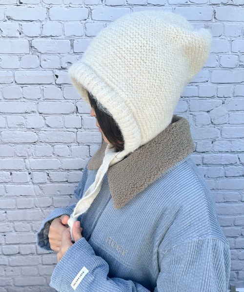 RUBY AND YOU（ルビーアンドユー）の「［select］ストラップニット帽（ニットキャップ/ビーニー・レディース・アイボリー/グレー/ブルー・FREE）」の10枚目の写真