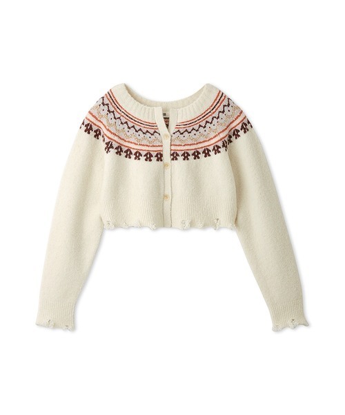 【セール】ノルディック柄ショート丈カーディガン（ニット/セーター）｜FURFUR（ファーファー）