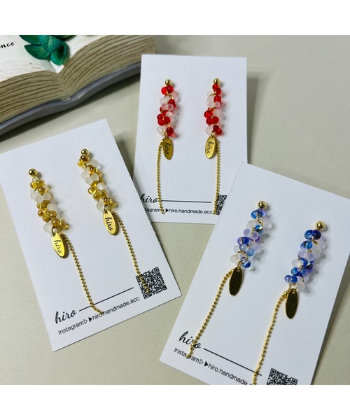 tone（トーン）の「【hiro】チェコガラス ピアス(MA)（ピアス（両耳用）・レディース・ブルー/オレンジ/グリーン/レッド/ブラック・FREE）」の6枚目の写真