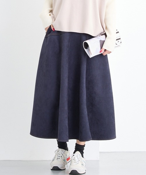 NICOLE white（ニコルホワイト）の「フレアスカート（スカート・レディース・ネイビー/オレンジ/ブラック/オフホワイト/グレー・FREE）」の5枚目の写真