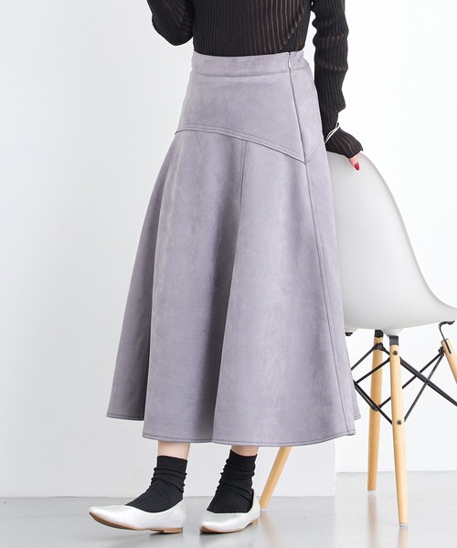 NICOLE white（ニコルホワイト）の「フレアスカート（スカート・レディース・ネイビー/オレンジ/ブラック/オフホワイト/グレー・FREE）」の4枚目の写真