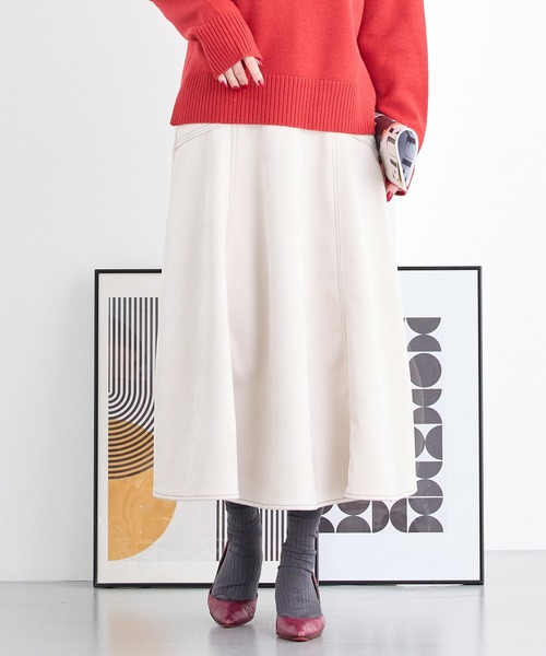 NICOLE white（ニコルホワイト）の「フレアスカート（スカート・レディース・ネイビー/オレンジ/ブラック/オフホワイト/グレー・FREE）」の2枚目の写真