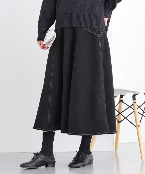 NICOLE white（ニコルホワイト）の「フレアスカート（スカート・レディース・ネイビー/オレンジ/ブラック/オフホワイト/グレー・FREE）」の3枚目の写真