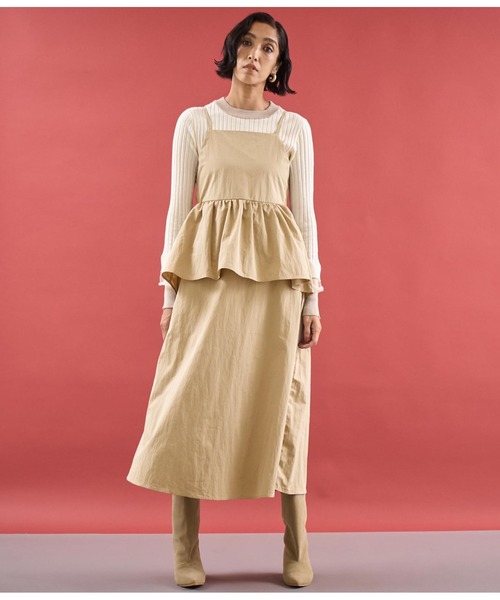 Settimissimo（セッティミッシモ）の「タフタ レイヤード キャミソール ワンピース（ワンピース・レディース・ベージュ/ブラック・FREE）」の12枚目の写真