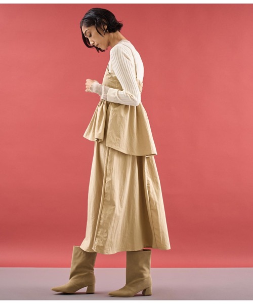 Settimissimo（セッティミッシモ）の「タフタ レイヤード キャミソール ワンピース（ワンピース・レディース・ベージュ/ブラック・FREE）」の14枚目の写真