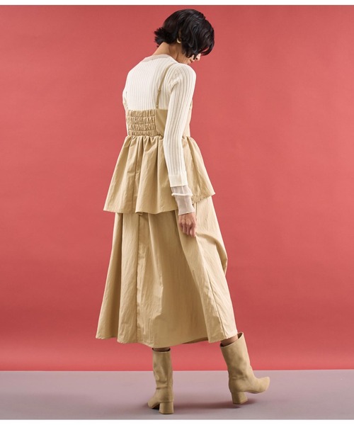 Settimissimo（セッティミッシモ）の「タフタ レイヤード キャミソール ワンピース（ワンピース・レディース・ベージュ/ブラック・FREE）」の15枚目の写真
