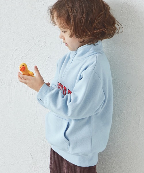 pairmanon（ペアマノン）の「裏起毛 ビッグシルエット ハーフジップ プリントトレーナー（スウェット・キッズ・ブラック/ライトブルー/グレー/ライトイエロー・140/120/130/110/90/100/150）」の10枚目の写真