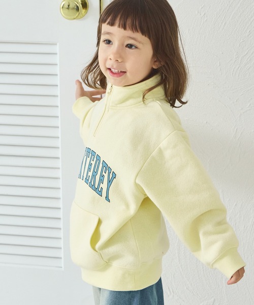 セール】裏起毛 ビッグシルエット ハーフジップ プリントトレーナー