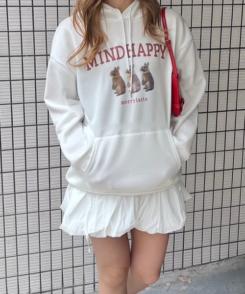 merrylatte(メリーラテ)の「ウサギいっぱいパーカー(パーカー・レディース・ホワイト・MEDIUM/LARGE/SMALL)」の7枚目の写真