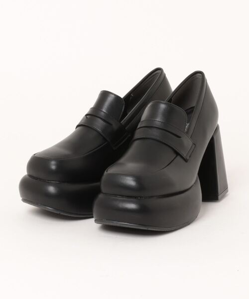 Mafmof(マフモフ)の「Mafmof(マフモフ)9cmチャンキーヒール厚底プラットフォームローファーパンプス(パンプス・レディース・ブラック系その他/ブラック・S/M/L/LL)」の1枚目の写真