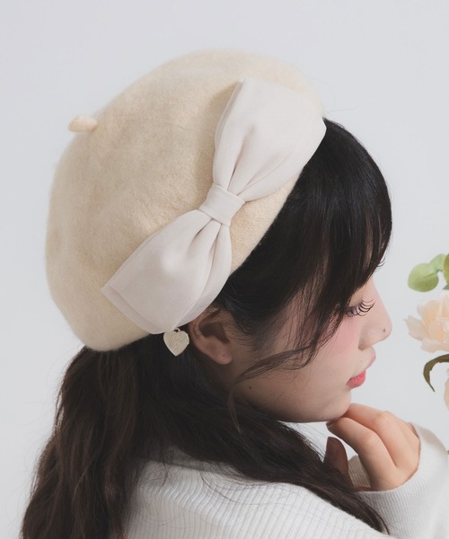 RSハートチャーム付リボンベレー帽 – レディースファッション