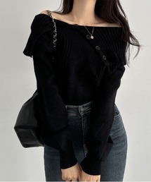 オフショルダー」に該当するトップス（ブラック/黒色系）ファッション