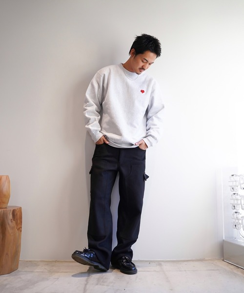 #Re:room（リルーム）の「ハートアイコンワッペンビッグトレーナー（スウェット・メンズ・ブラック/グレー・M-L/S-M）」の4枚目の写真