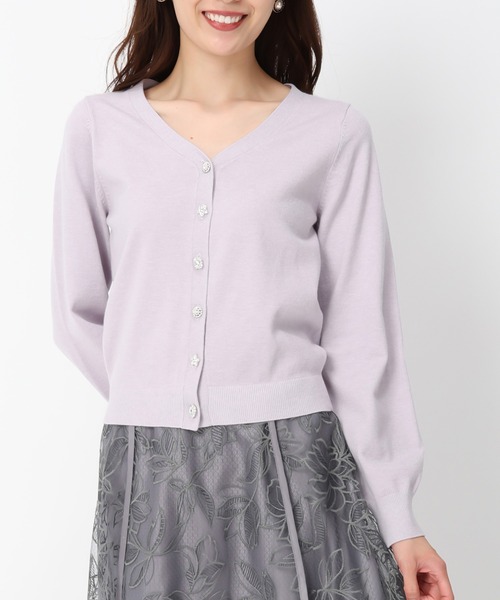 みっちー ミッシュマッシュ MISCH MASCH 2024秋冬新作 ビジュー釦Vネックカーデ