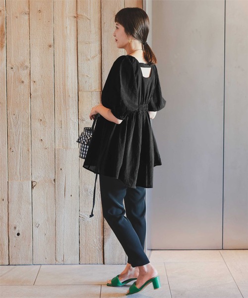 3点おまとめ　モダン天竺 スクエアペプラム ロンT スクエアネックペプラムトップス（Tシャツ/カットソー