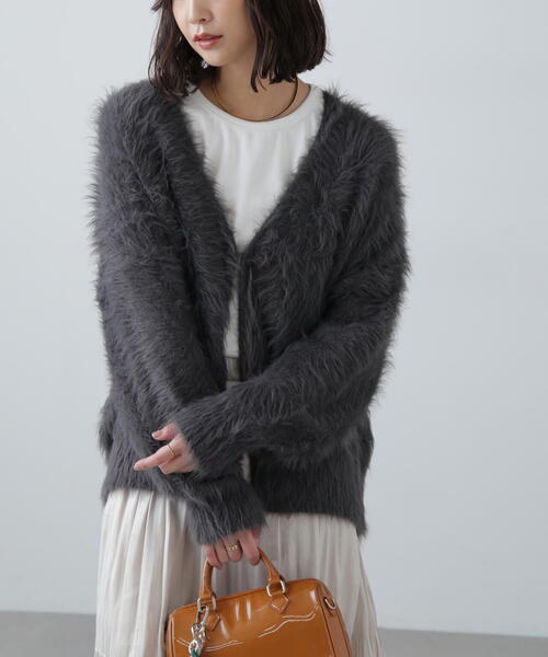 FREE'S MART(フリーズマート)の「シャギーロングカーディガン(カーディガン/ボレロ・レディース・グレー/ブラウン/ベージュ・FREE)」の1枚目の写真