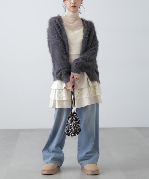 FREE'S MART(フリーズマート)の「シャギーロングカーディガン(カーディガン/ボレロ・レディース・グレー/ブラウン/ベージュ・FREE)」の6枚目の写真