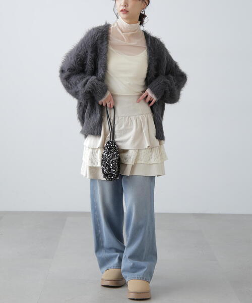 FREE'S MART(フリーズマート)の「シャギーロングカーディガン(カーディガン/ボレロ・レディース・グレー/ブラウン/ベージュ・FREE)」の7枚目の写真