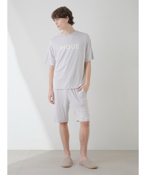 セール】【HOMME】接触冷感レーヨンピケロゴハーフパンツ