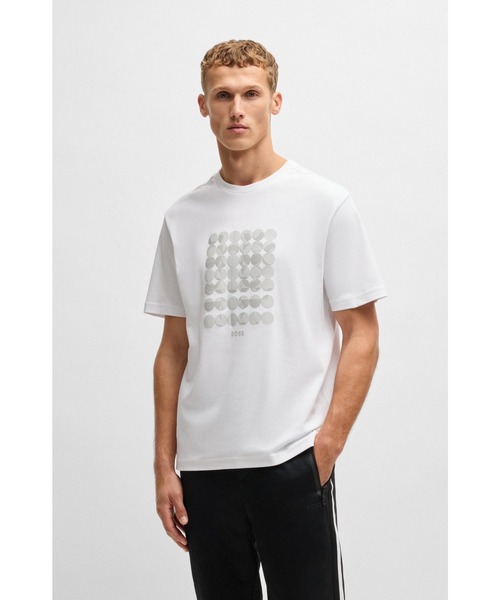 BOSS(ボス)の「コットンインターロック Tシャツ サークルアートワーク(Tシャツ/カットソー・メンズ・ホワイト/グリーン・M/L/XXXL/XXL/XL/S)」の2枚目の写真