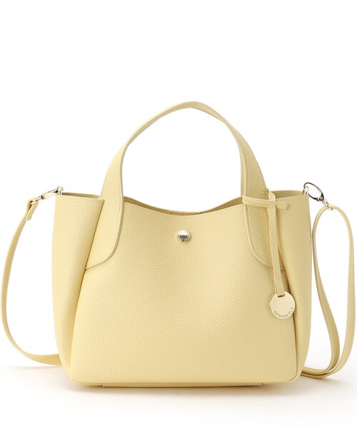 OPAQUE.CLIP（オペークドットクリップ）の「【軽量／2WAY】シュリンク合皮ラウンドフォルムミドルトートバッグ（トートバッグ・レディース・ベージュ/イエロー系その他/ブラック・00）」の12枚目の写真