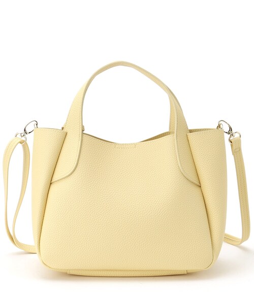 OPAQUE.CLIP（オペークドットクリップ）の「【軽量／2WAY】シュリンク合皮ラウンドフォルムミドルトートバッグ（トートバッグ・レディース・ベージュ/イエロー系その他/ブラック・00）」の10枚目の写真